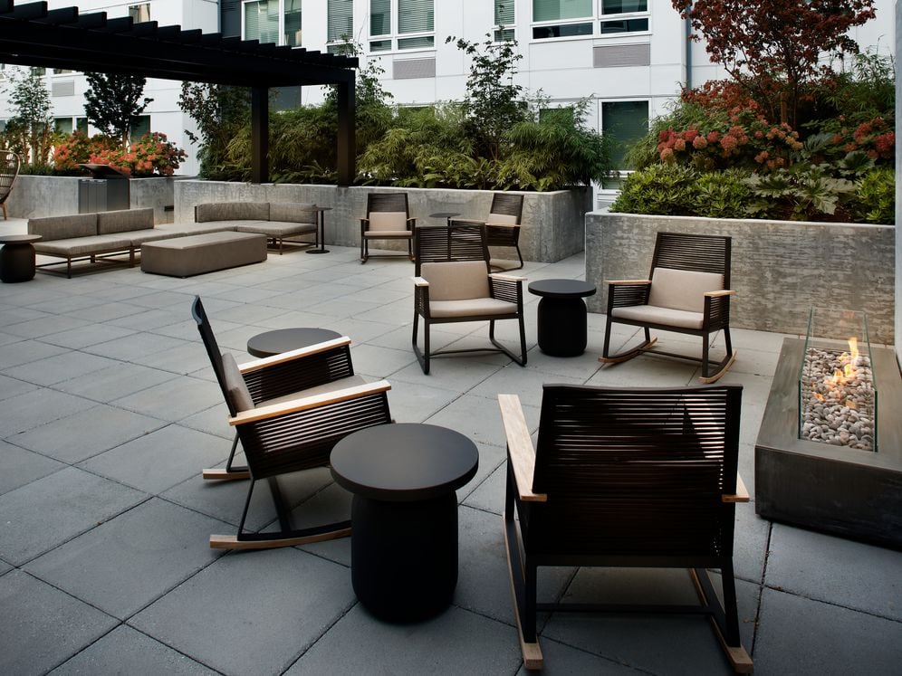 Courtyard with firepit and lounge seating