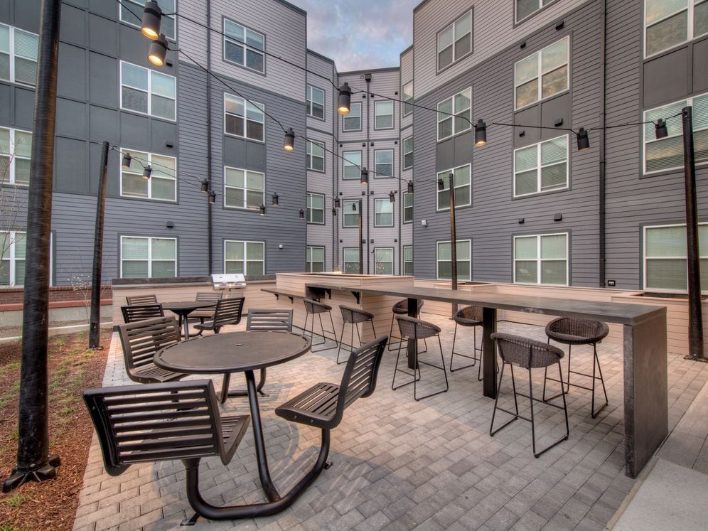 Courtyard with dining tables