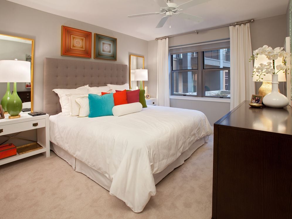 Spacious, carpeted bedroom
