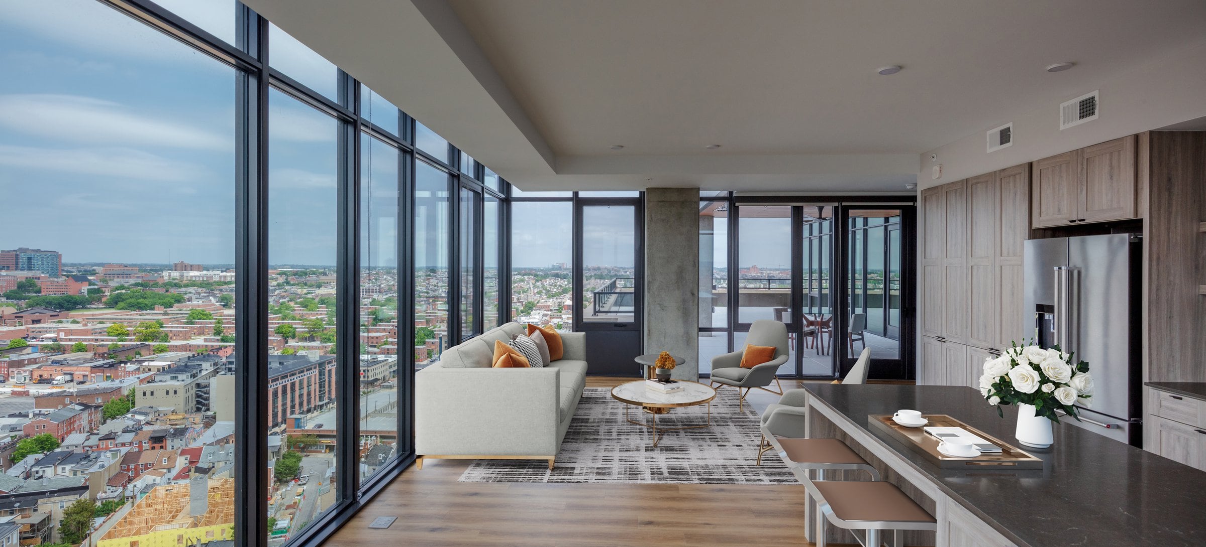 Penthouse-level Signature Collection apartment homes with floor-to-ceiling windows