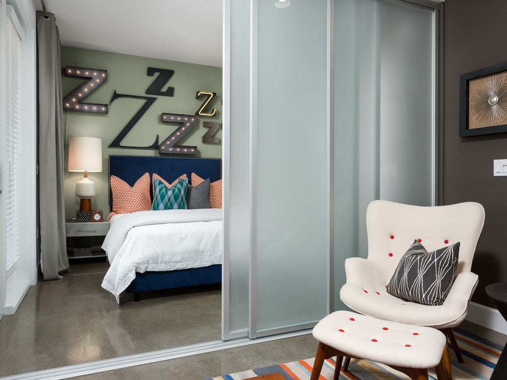 Bedroom with Barn Door Feature