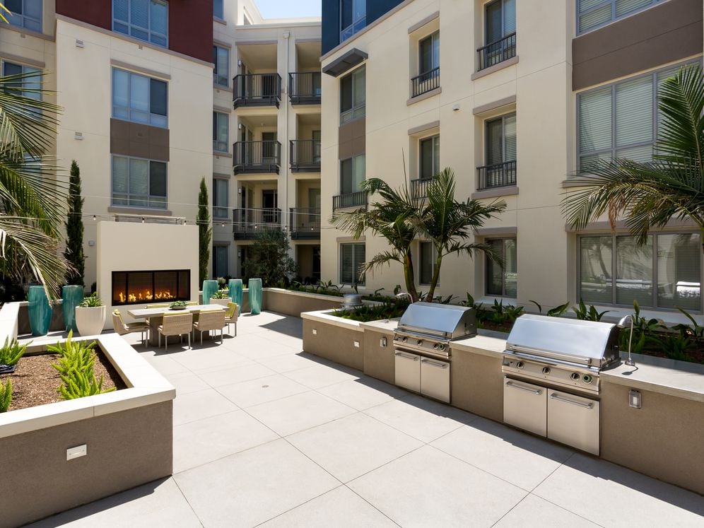 BBQ Area with Fireplace and Seating