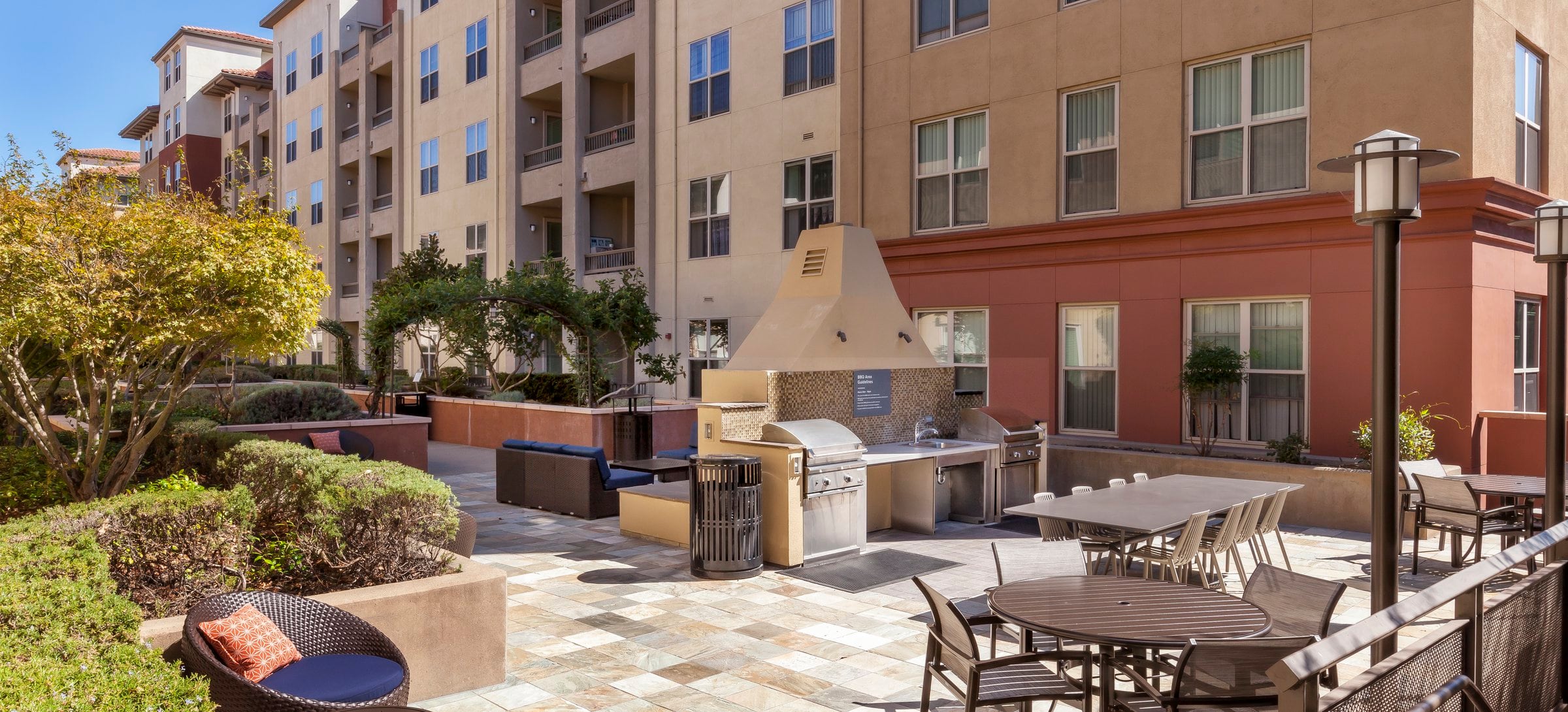 Phase I Courtyard with Barbecue Grills and Dining Area