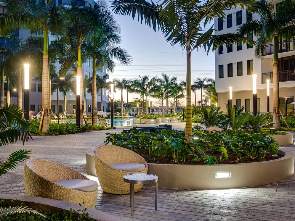 Pool Courtyard at Dusk